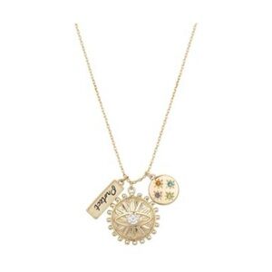 NWT Unwritten Multi Crystal Protect Charm Pendant Necklace - Gold